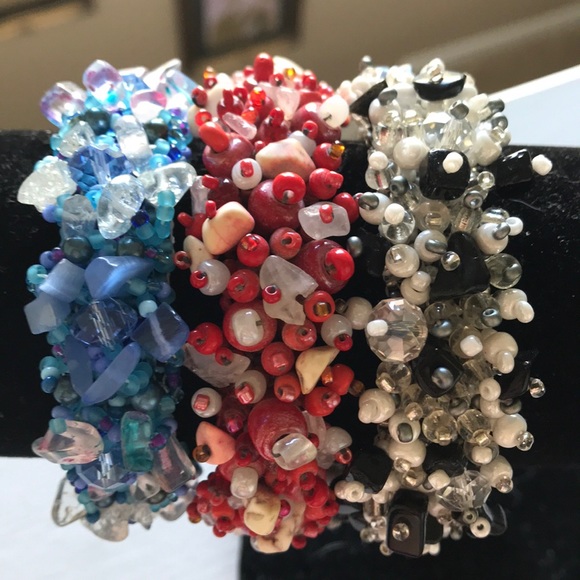 Handmade beaded crystal bracelets set - Picture 2 of 4